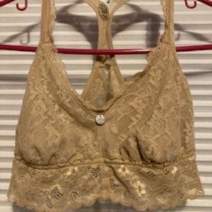 DKNY pullover Lace T-back Bra/bralette, beige, medium. Perfect for strappy tanks